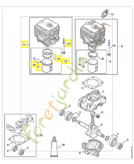 Cylindre + piston diam 34mm 4241-020-1202. Pièce de rechange Sithl / Vicking