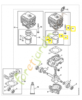 Cylindre avec piston d.34mm 4241-020-1204. Pièce de rechange Sithl / Vicking