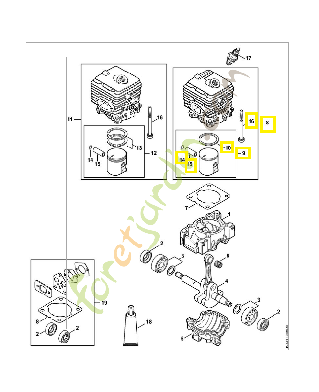 Cylindre avec piston d.34mm 4241-020-1204. Pièce de rechange Sithl / Vicking