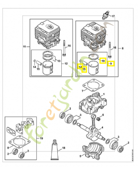 Piston complet d.34mm 4241-030-2008. Pièce de rechange Sithl / Vicking