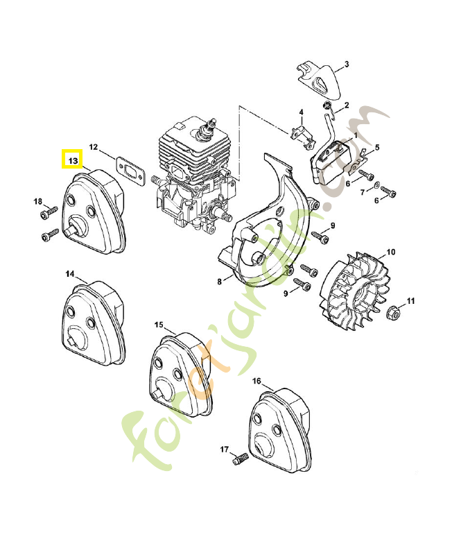 Silencieux bg/sh 86 4241-140-0614. Pièce de rechange Sithl / Vicking