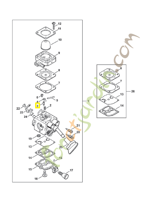 Pointeau d'admission Z000-018-Z000. Pièce détachée Stihl  Pointeau d'admission Z000-018-Z000. Pièce détachée Stihl