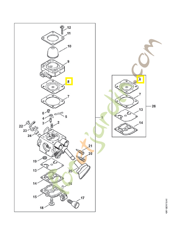 Membrane de réglage 4241-121-4702. Pièce détachée Stihl / Vicking