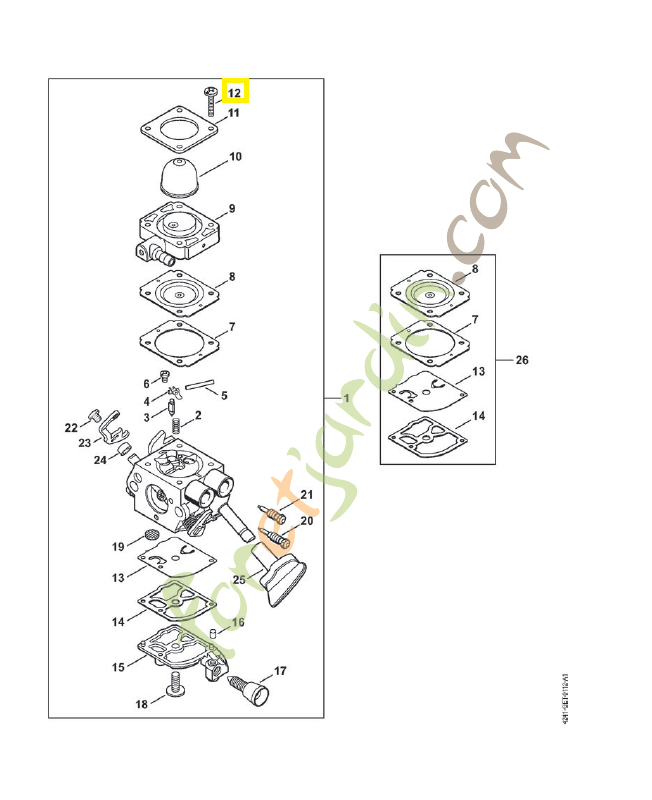 Vis a tête cruciforme 4241-122-7100. Pièce de rechange Sithl / Vicking