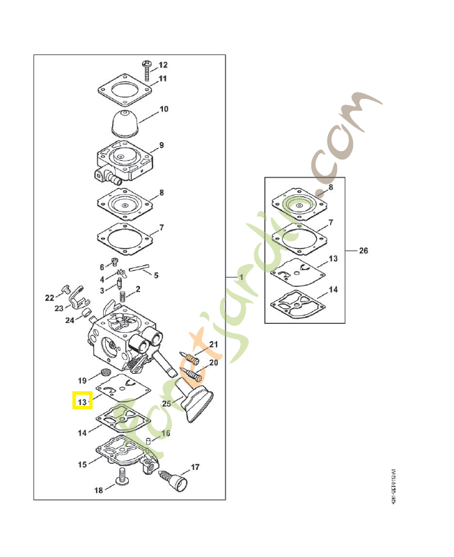 Membrane de pompe 4241-121-4800. Pièce détachée Stihl / Vicking