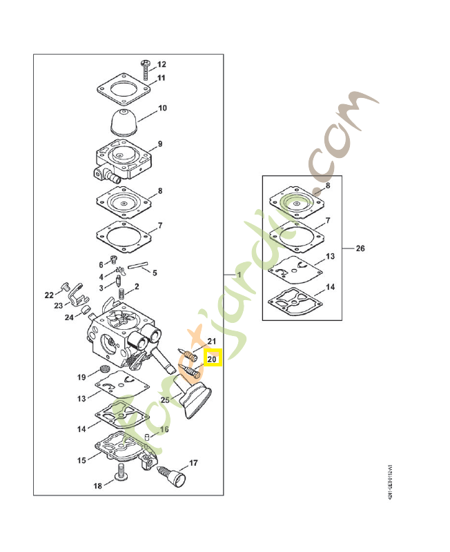 Vis L de richesse au ralenti Z000-031-Z010. Pièce détachée Stihl 