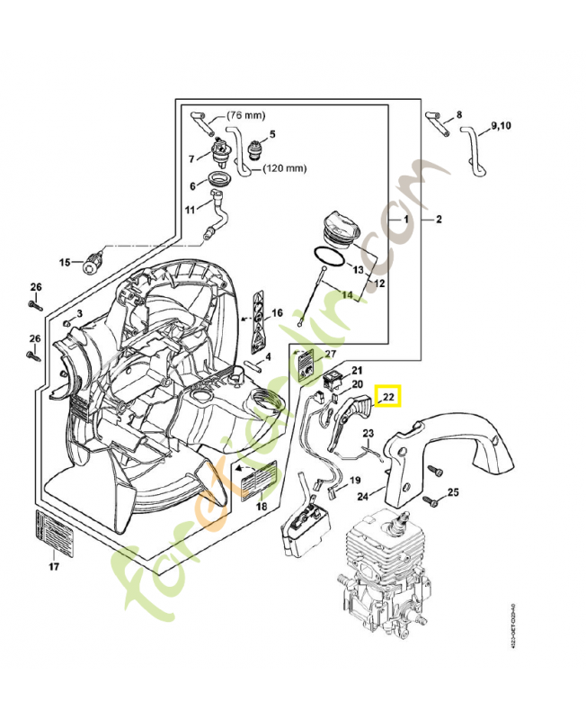 Manette de gaz 4241-182-1000. Pièce de rechange Sithl / Vicking