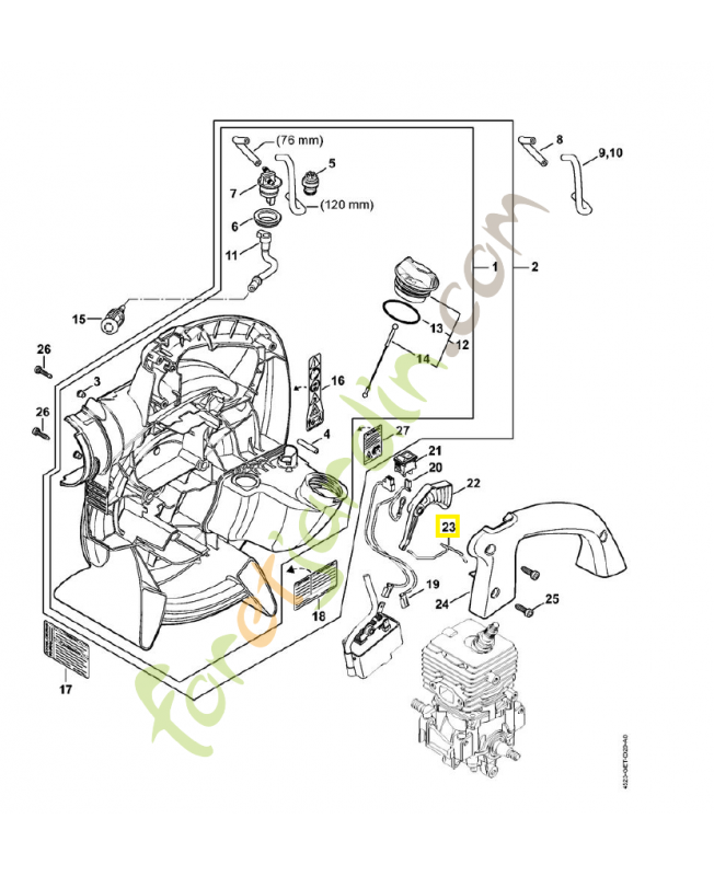 Tringlerie des gaz 4241-182-1501. Pièce de rechange Sithl / Vicking