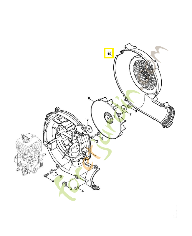 Carter turbine extérieur 4241-701-0704. Pièce de rechange Sithl / Vicking