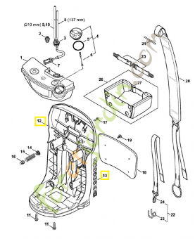 Plaque dorsale 4241-700-3801. Pièce de rechange Sithl / Vicking