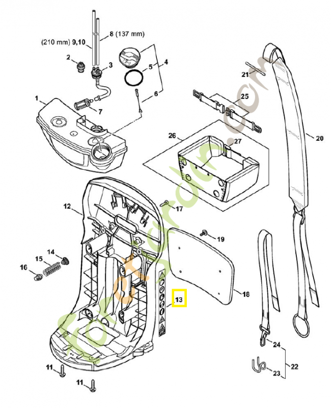 Pictogramme avertissement sr 0000-967-7230. Pièce de rechange Sithl / Vicking