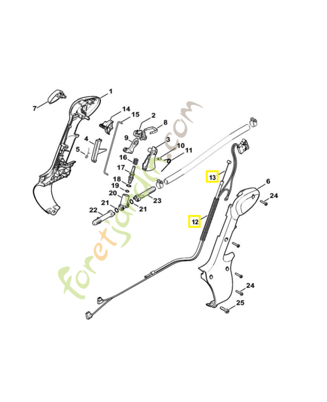 Câble commande des gaz 4241-180-1104. Pièce de rechange Sithl / Vicking
