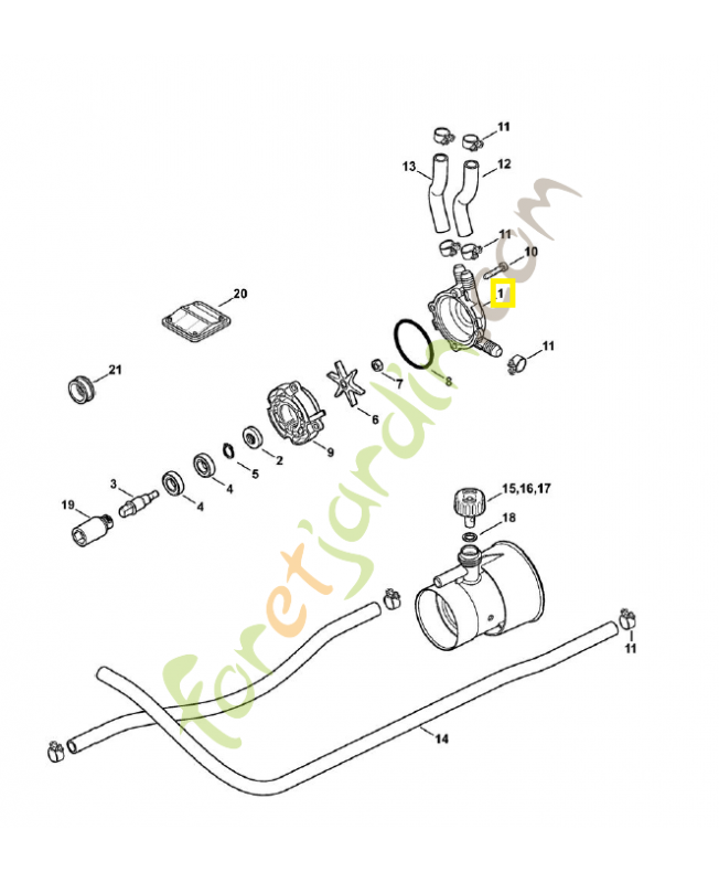Carter de pompe inférieur 4241-701-0500. Pièce de rechange Sithl / Vicking