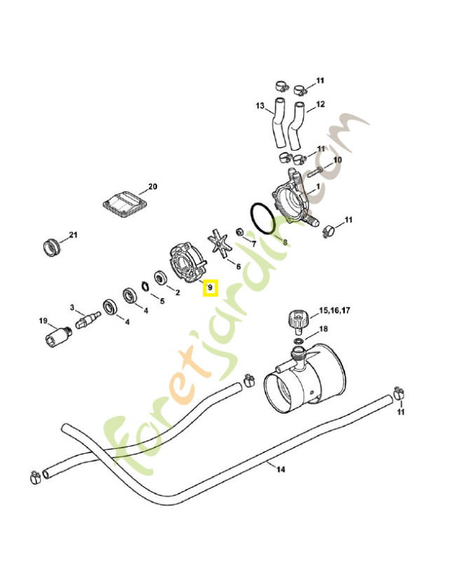 Carter pompe supérieur 4244-701-0508. Pièce de rechange Sithl / Vicking