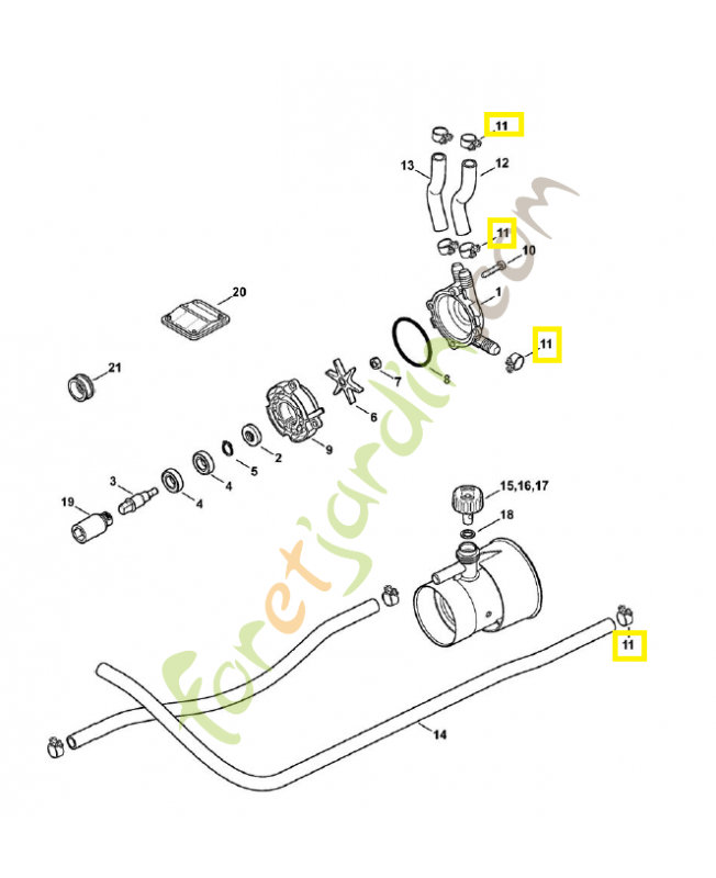 Collier de serrage 9771-021-1400. Pièce de rechange Sithl / Vicking