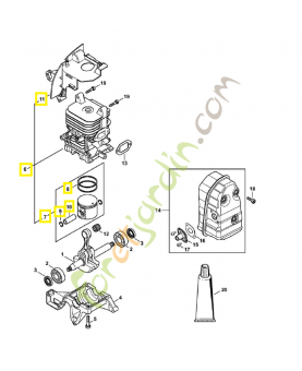Cylindre av piston d 48mm 4244-020-1251. Pièce détachée Stihl / Vicking