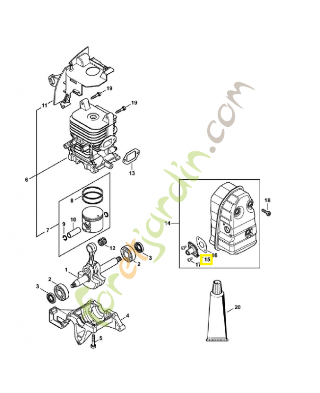 Tube de gaz 4244-140-3400. Pièce de rechange Sithl / Vicking