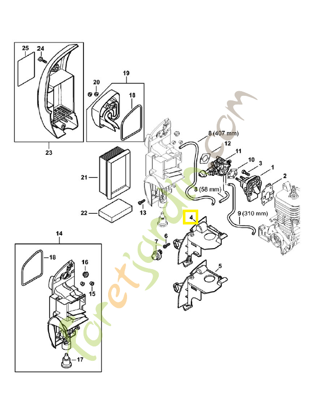 Capot de canalisation d'air 4244-087-3002. Pièce détachée Stihl / Vicking