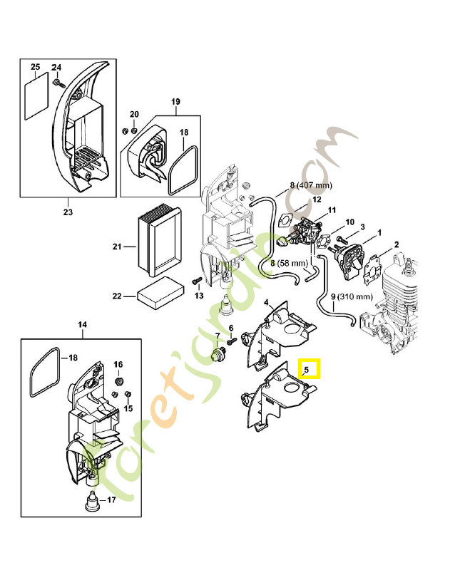 Capot canal d'air 4244-087-3000. Pièce de rechange Sithl / Vicking
