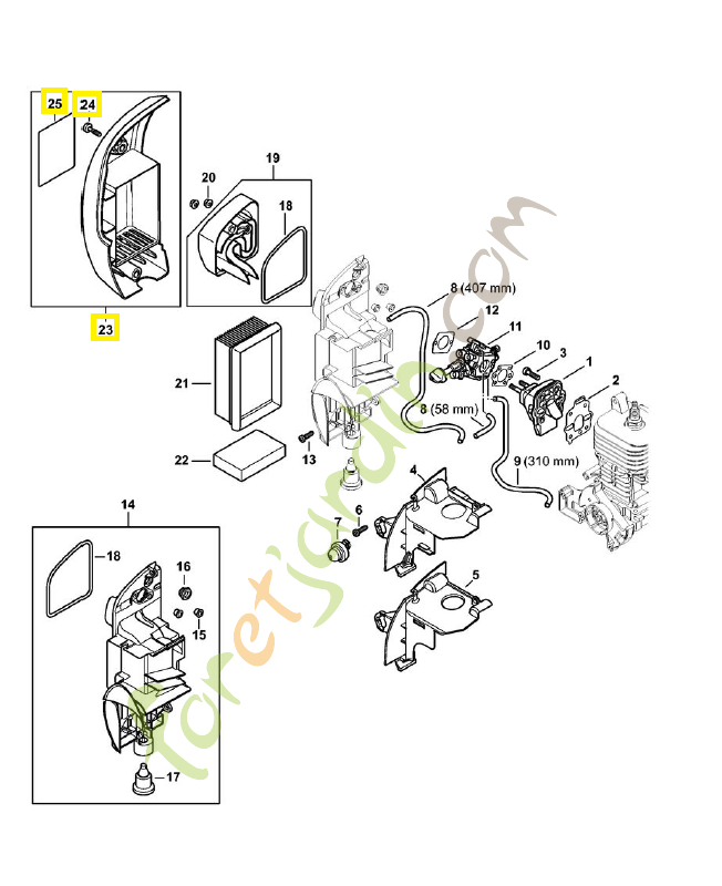 Couvercle de filtre 4244-140-1003. Pièce détachée Stihl / Vicking