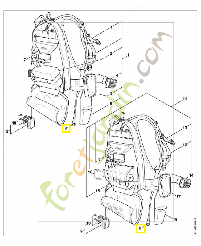 Câble d'alimentation 4861-440-2000. Pièce de rechange Sithl / Vicking
