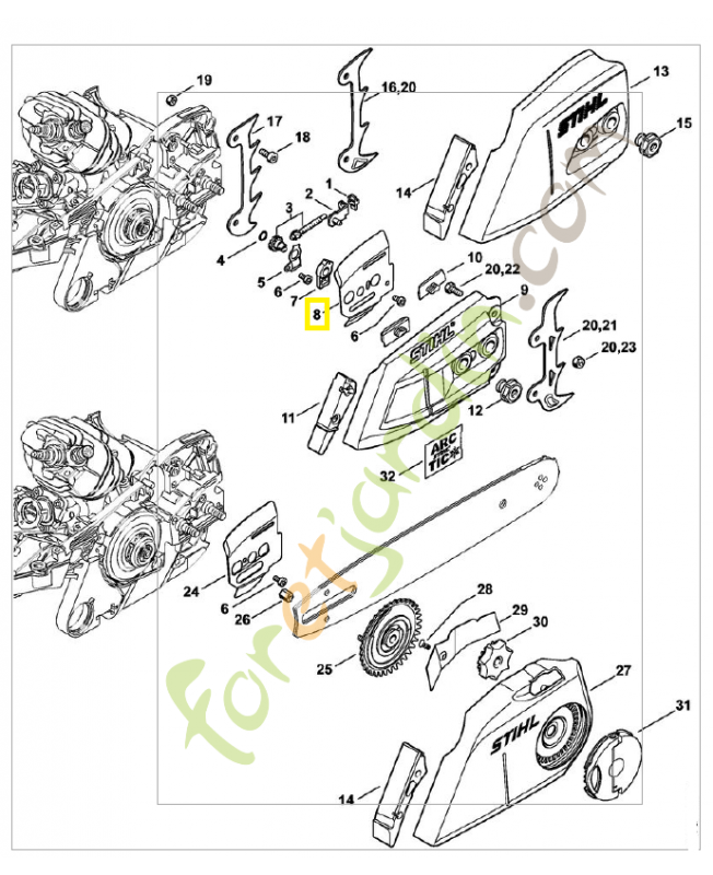 Tôle latéral intérieure 1141-664-1030. Pièce détachée Stihl / Vicking