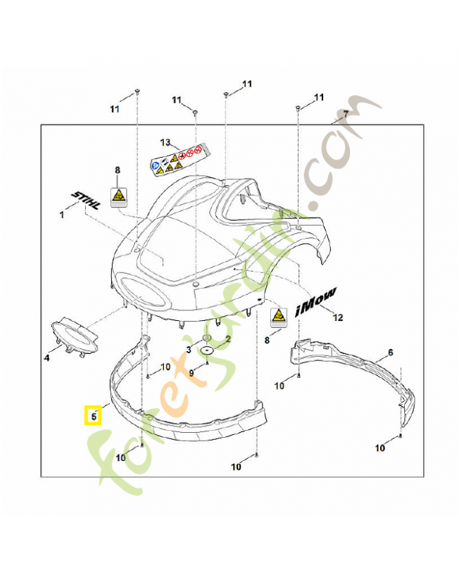 Renfort de protection avant 6309-706-7306. Pièce détachée Stihl / Vicking
