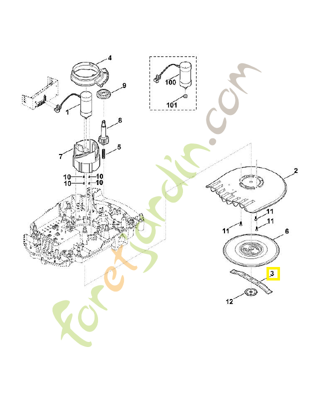 Lame 28 cm pour mi 632 6309-702-0102. Pièce détachée Stihl / Vicking