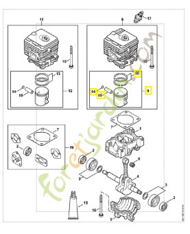 Piston complet d.34mm 4241-030-2007 . Pièce de rechange Sithl / Vicking