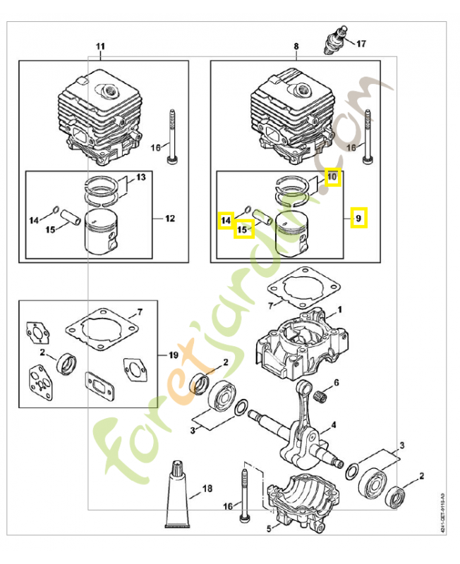 Piston complet d.34mm 4241-030-2007 . Pièce de rechange Sithl / Vicking