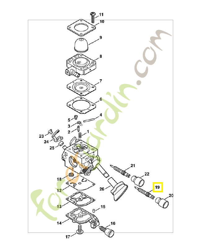 Vis richesse L de richesse ralenti 4241-120-6802. Pièce de rechange Sithl / Vicking