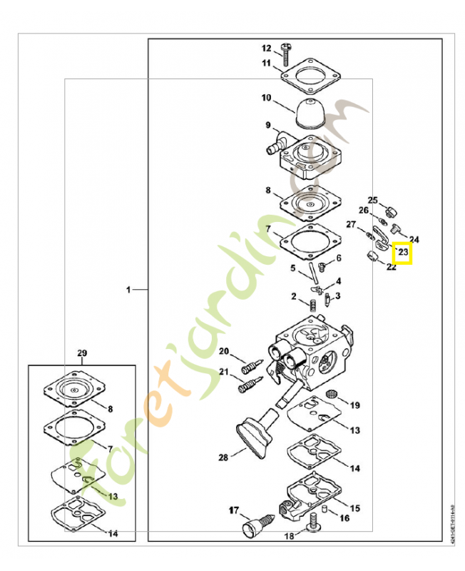 Levier de papillon 4241-121-3501. Pièce de rechange Sithl / Vicking