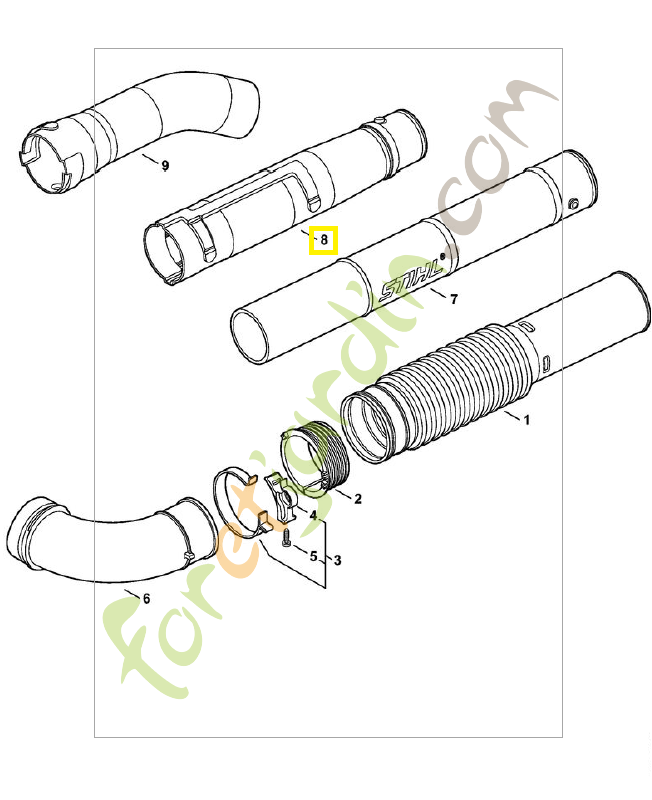 Tube de soufflage 4241-708-3402. Pièce de rechange Sithl / Vicking