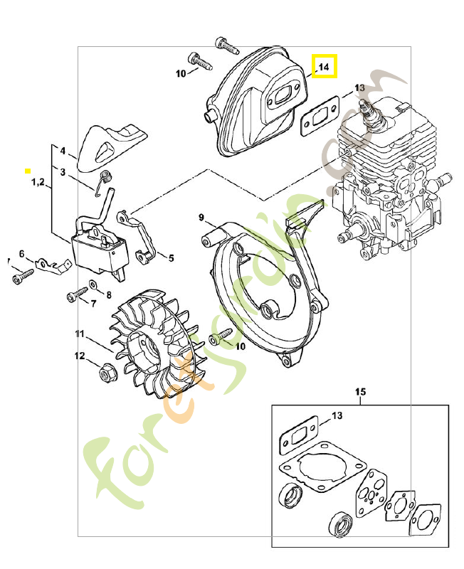 Silencieux 4241-140-0615. Pièce détachée Stihl / Vicking