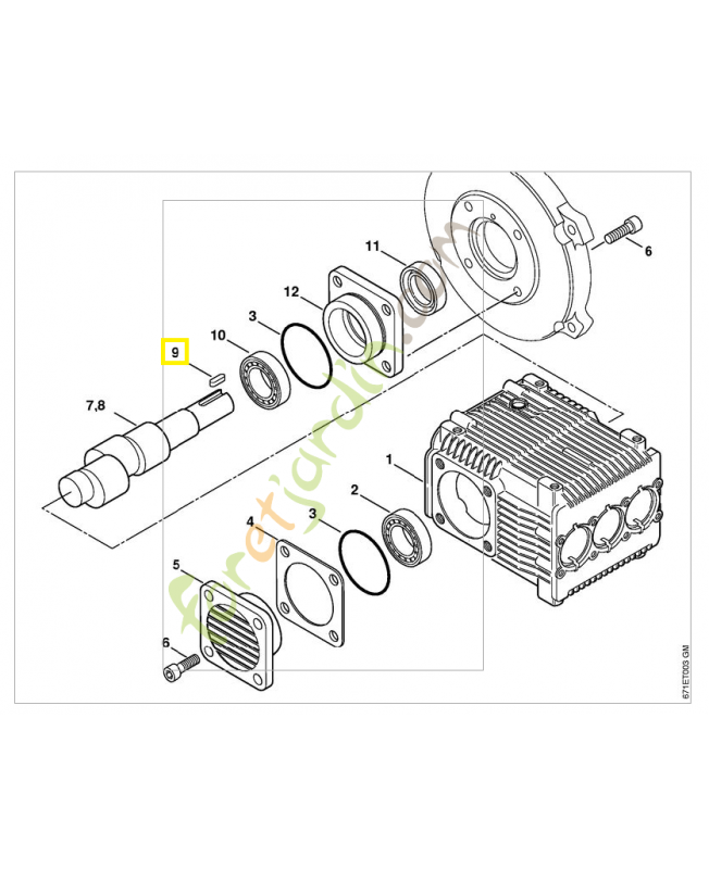 Clavette 8 x 7 x 25 9470-435-3890. Pièce de rechange Sithl / Vicking