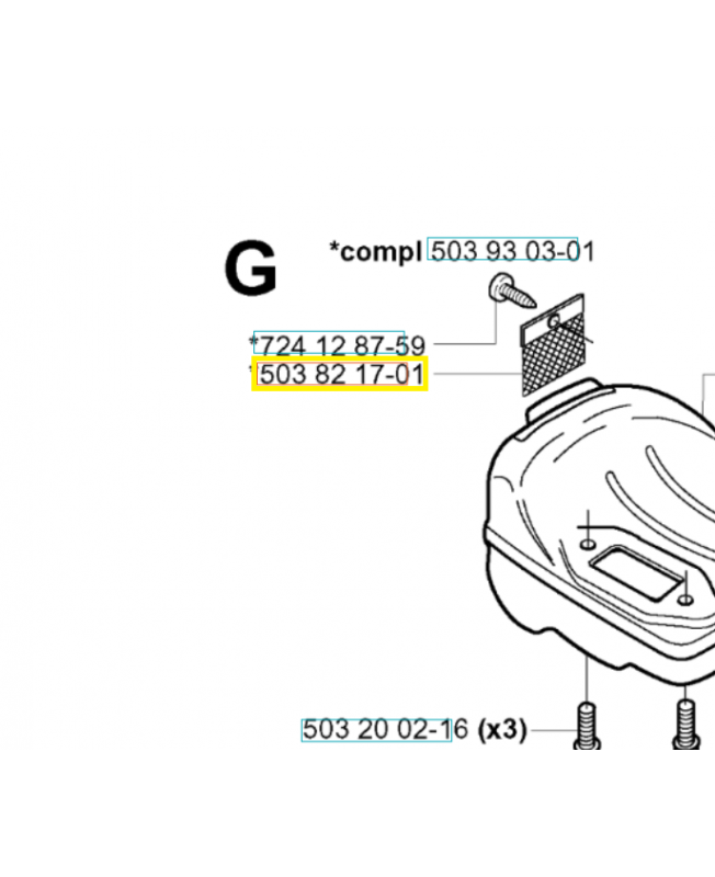 Grille 503821701. Pièce de rechange Husqvarna