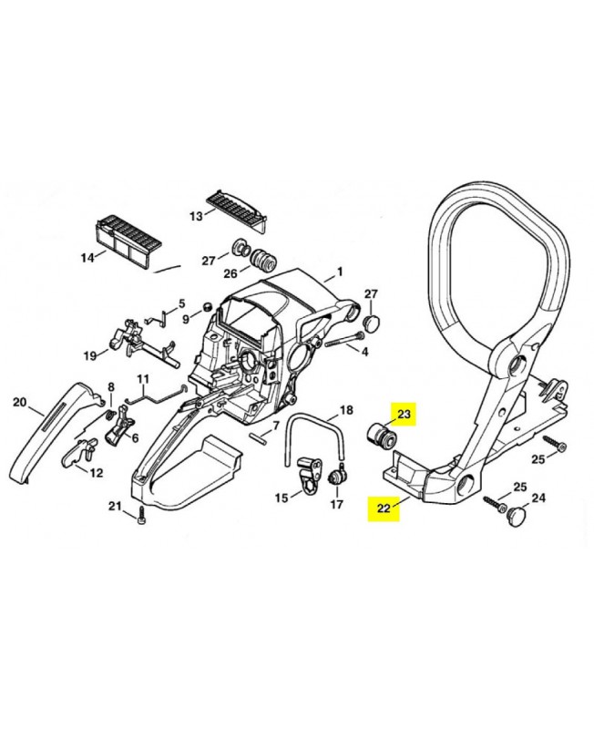 Poignée tubulaire 1127-790-1700. Pièce détachée Stihl / Vicking