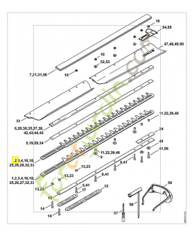 Jeu 2 couteaux 750mm/hs 86r 4237-710-6057. Pièce de rechange Sithl / Vicking