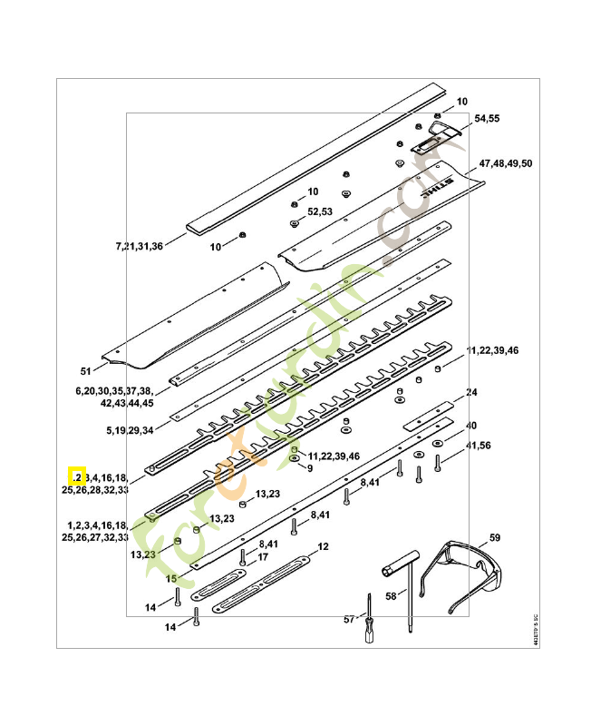 Jeu 2 couteaux 750mm/hs 86r 4237-710-6057. Pièce de rechange Sithl / Vicking