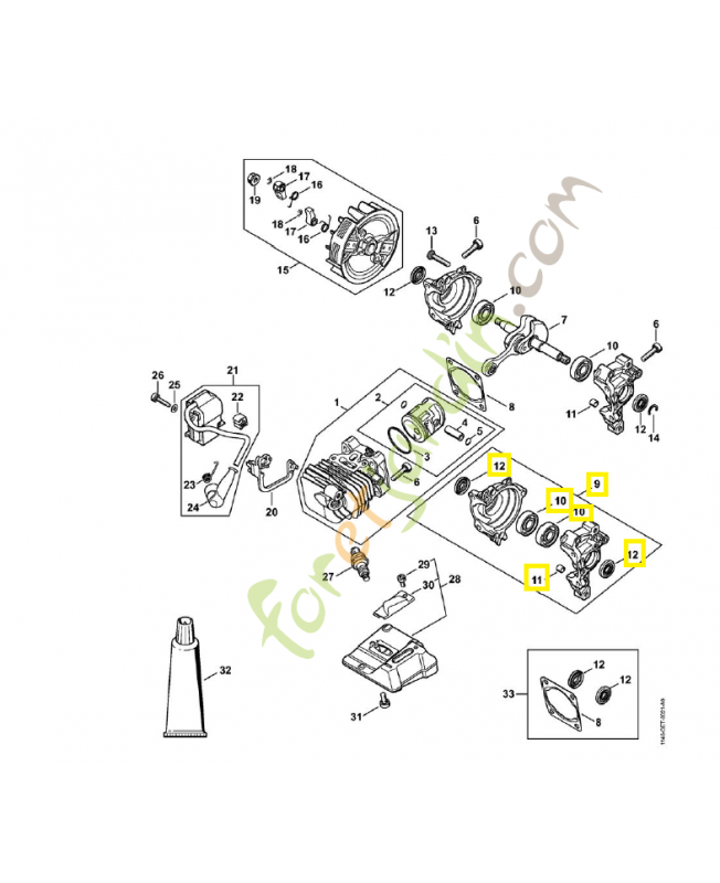 Carter de vilebrequin 1146-020-2100. Pièce détachée Stihl / Vicking Carter de vilebrequin 1146-020-2100. Pièce détachée Stihl / Vicking