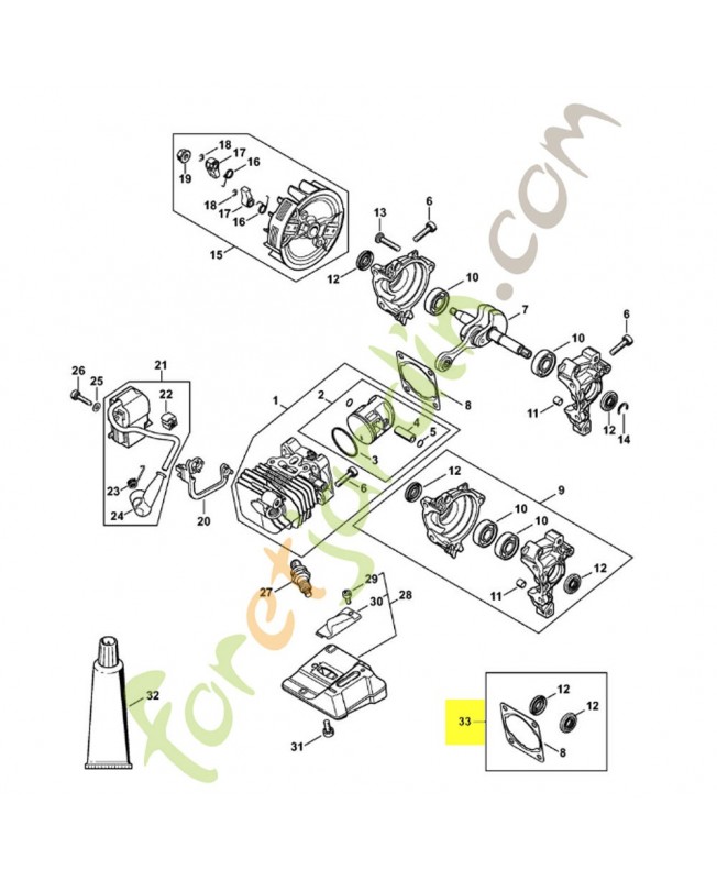Jeu de joints moteur Stihl ref. 1146-007-1600