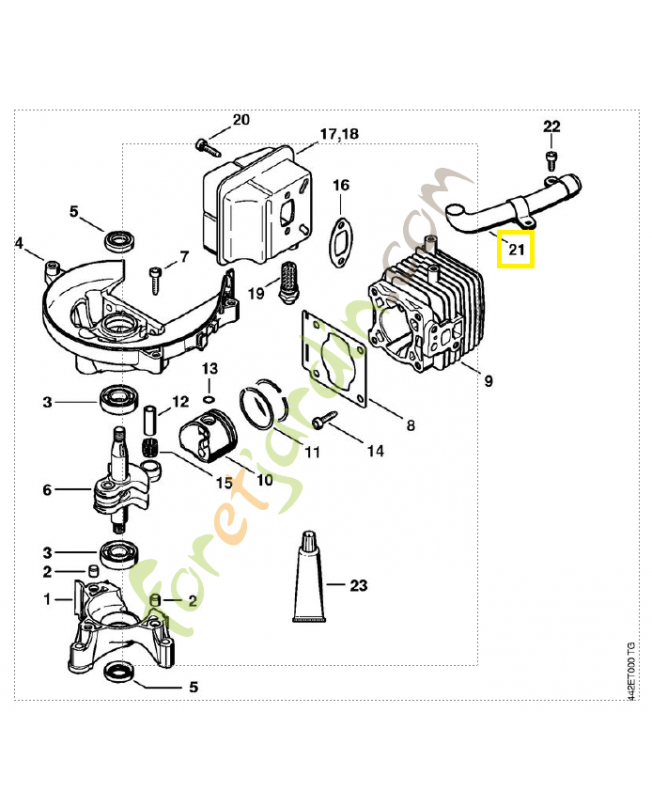 Tube de gaz brules 4237-140-3400. Pièce de rechange Sithl / Vicking