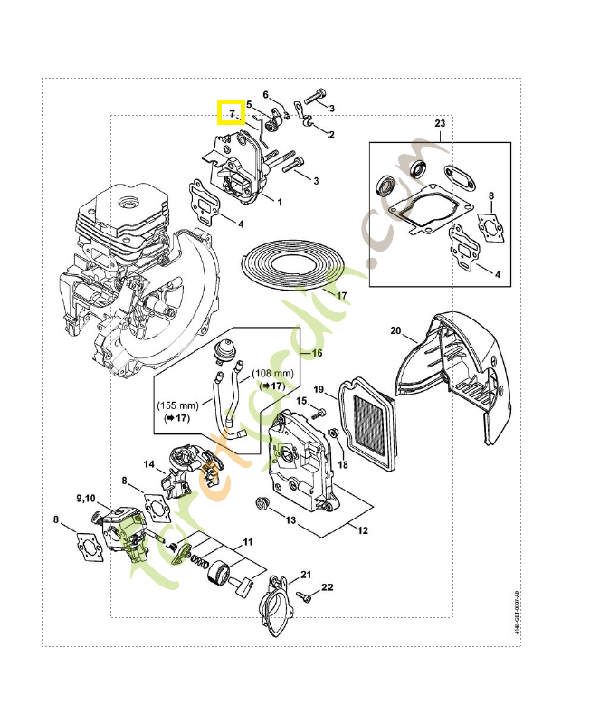 Tringlerie des gaz 4148-182-1500. Pièce de rechange Sithl / Vicking