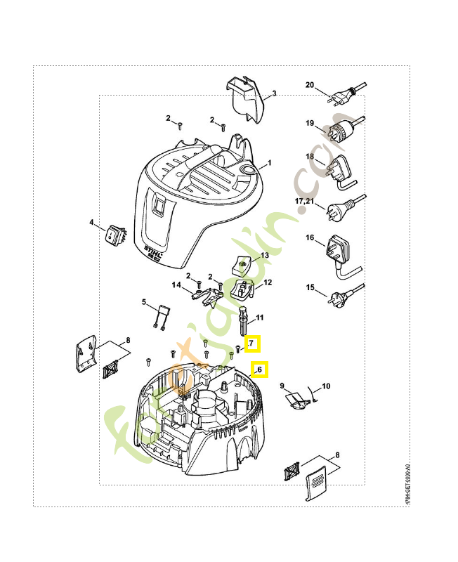 Carter moteur se 62 4784-600-0800. Pièce détachée Stihl / Vicking