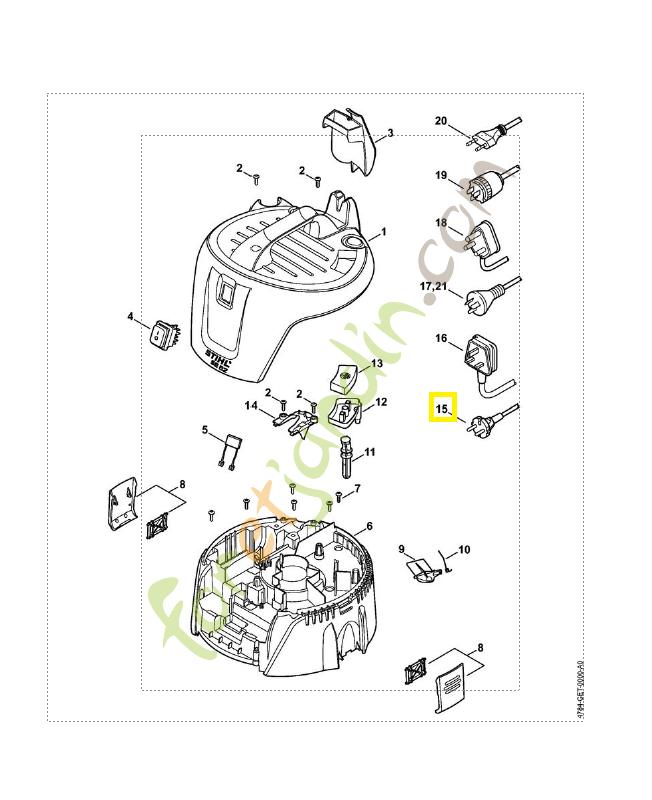 Câble alimentation électrique 4758-440-2003. Pièce détachée Stihl / Vicking