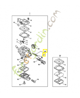 Jeu de pièces vis de réglage de richesse Z000-031-K001. Pièce détachée Stihl / Vicking