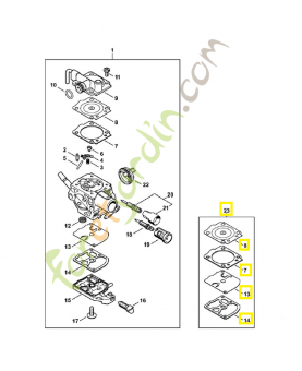 Jeu de joints carburateur 1146-007-1000. Pièce détachée Stihl / Vicking