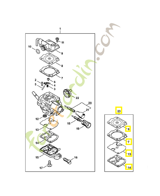 Jeu de joints carburateur 1146-007-1000. Pièce détachée Stihl / Vicking