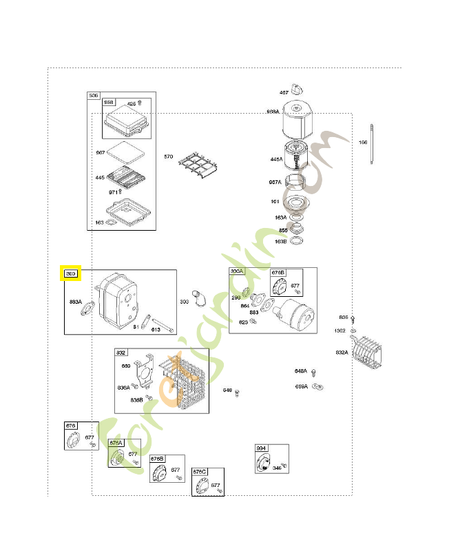 691360 Silencieux 0003-000-0812. Pièce de rechange pour moteur thermique Briggs et Straton