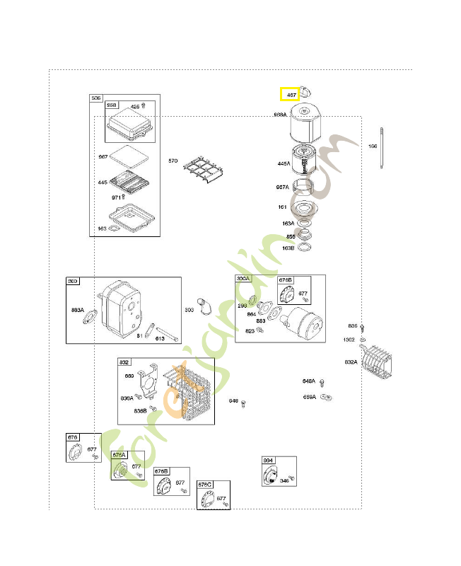 691668 Bouton filtre a air 0003-000-0893. Pièce de rechange pour moteur thermique Briggs et Straton